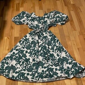 SHEIN Green and White Backless Dress